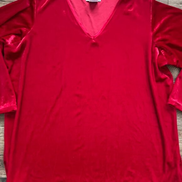 Woman Within Red Velvet Pullover Christmas Holiday Top Blouse Size 2X - Picture 5 of 12